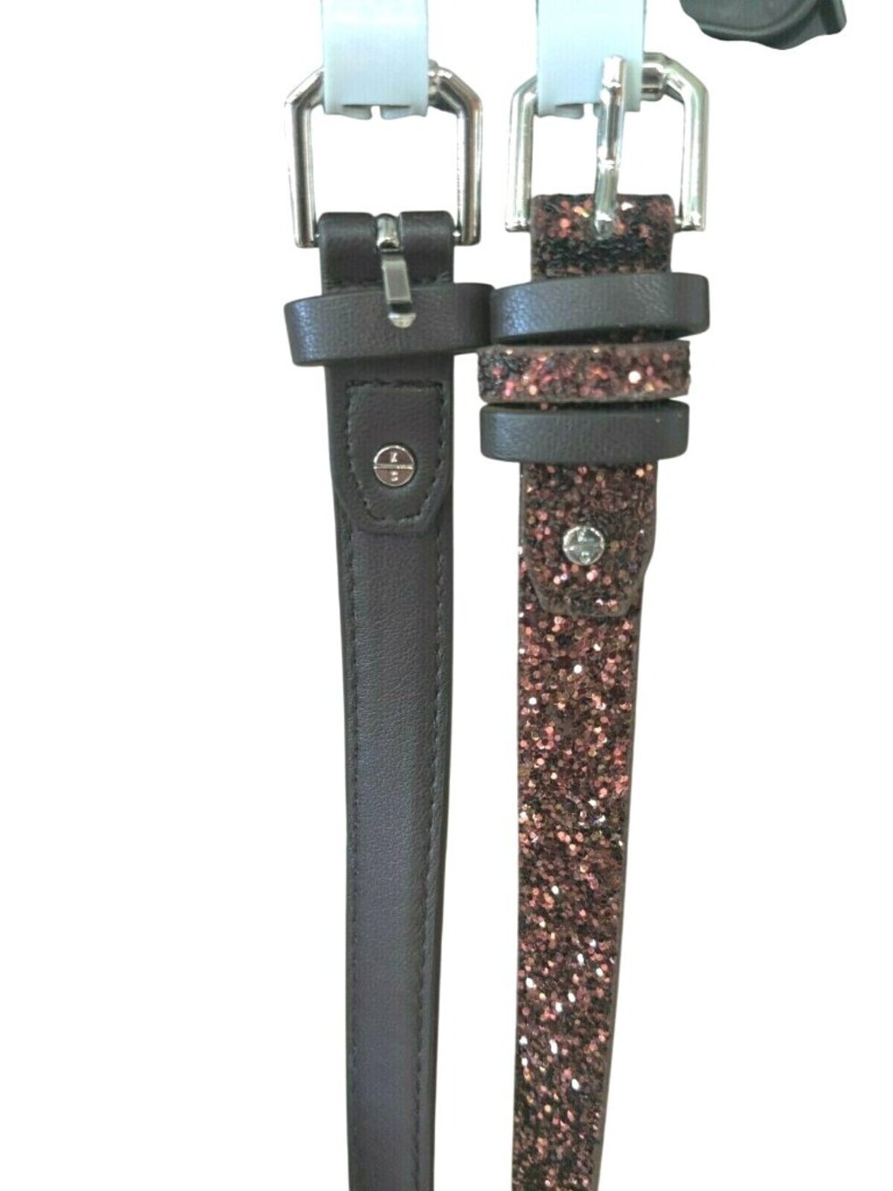 Kenneth Cole Reaction Set of 2 Women’s Skinny Belts, chocolate/ shimmer